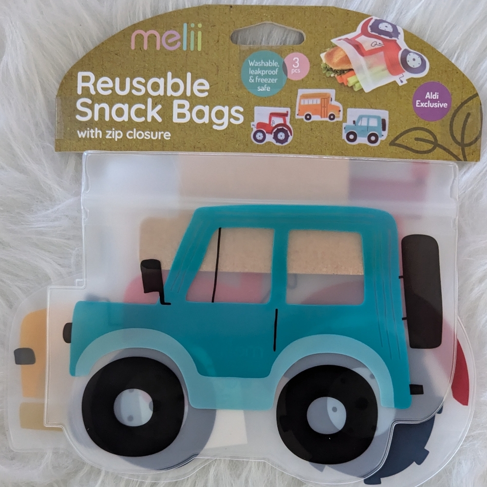 Reusable Snack Bags Perfect On The Go 3 Pk with Zip Closure